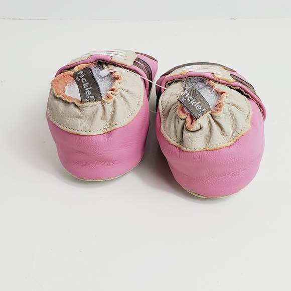 TOMMY TICKLE Pink LEATHER Soft Sole Shoes Sz Large 12-18 mo Infant toddler - Picture 4 of 7